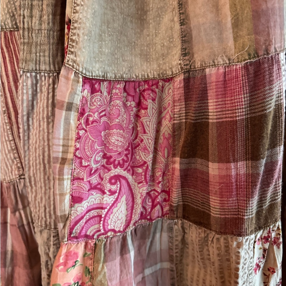 Young Threads Vintage Boho Patchwork Lined Skirt … - image 5